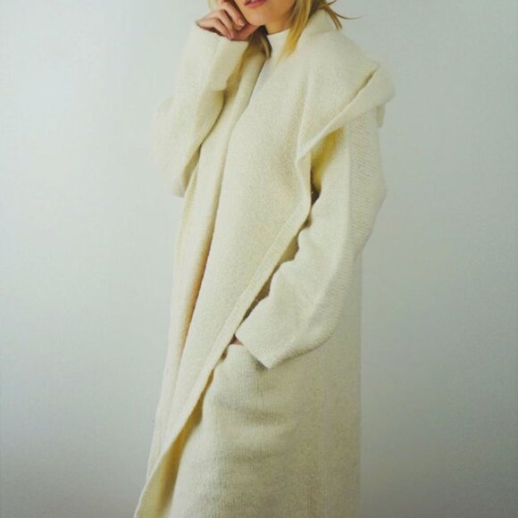 Alpaca long hooded cardigan knit coat Peruvian Connection - Picture 12 of 12